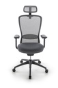 Silla Presidente Modelo Moon, Brazos 4D, soporte lumbar ajustable, syncrom activado por peso, columna ajustable, patas de nylon grafito