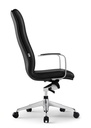 Silla Boss Presidente Patas de Aluminio, Asiento y Respaldo en Simil Cuero, Brazos Fijos. 