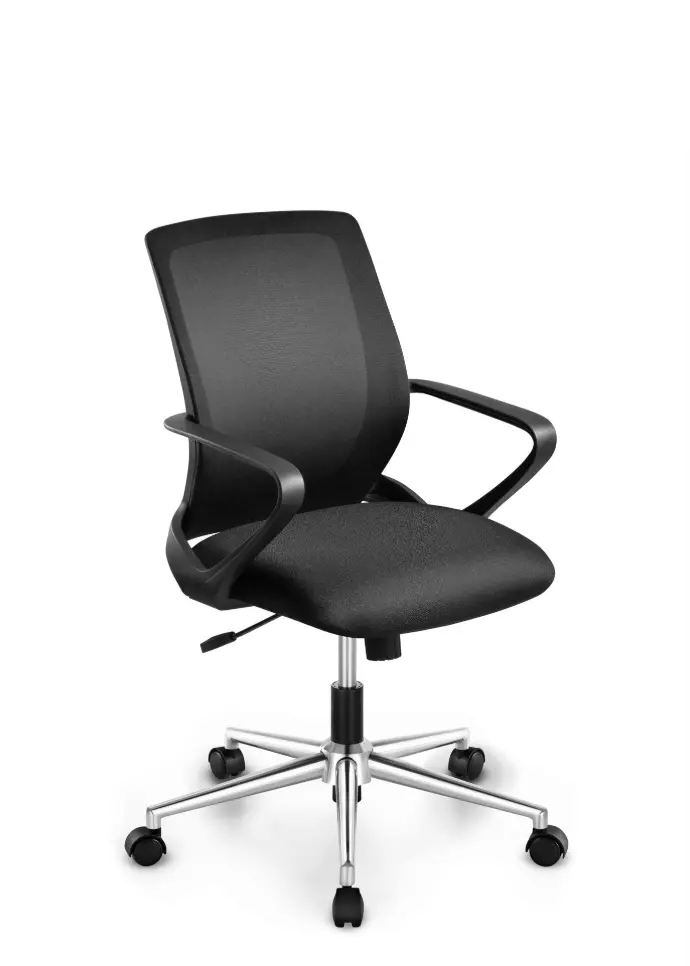 Silla de oficina negra Staff Vibe pata cromada
