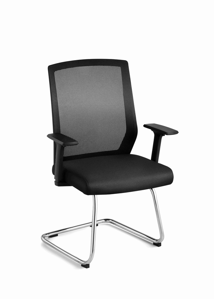 Silla Interlocutor Modelo Gift, Patas cromadas fijas, brazos regulables 
