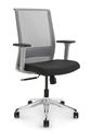 Silla Gerente Modelo Contatto Abruzzo, patas de aluminio, brazos regulables, apoyo lumbar ajustable, respaldo en red, asiento en tela crepe. Mecanismo multiposicion. 