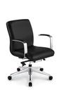 Silla Boss Director Patas de Aluminio, Asiento y Respaldo en Simil Cuero, Brazos Fijos.